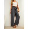 imageIWOLLENCE Womens Wide Leg Pants with Pockets High Waist Adjustable Knot Loose Casual Trousers Business Work Casual Pants15 Smoky Gray