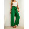 imageIWOLLENCE Womens Wide Leg Pants with Pockets High Waist Adjustable Knot Loose Casual Trousers Business Work Casual Pants16 Dark Green