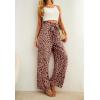 imageIWOLLENCE Womens Wide Leg Pants with Pockets High Waist Adjustable Knot Loose Casual Trousers Business Work Casual Pants20 Fp Ld Pink