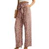 imageIWOLLENCE Womens Wide Leg Pants with Pockets High Waist Adjustable Knot Loose Casual Trousers Business Work Casual Pants20 Fp Ld Pink