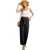 imageIWOLLENCE Womens Wide Leg Pants with Pockets High Waist Adjustable Knot Loose Casual Trousers Business Work Casual Pants21 Th Black