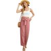 imageIWOLLENCE Womens Wide Leg Pants with Pockets High Waist Adjustable Knot Loose Casual Trousers Business Work Casual Pants23 Th Light Coral