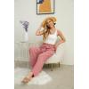 imageIWOLLENCE Womens Wide Leg Pants with Pockets High Waist Adjustable Knot Loose Casual Trousers Business Work Casual Pants23 Th Light Coral