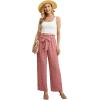 imageIWOLLENCE Womens Wide Leg Pants with Pockets High Waist Adjustable Knot Loose Casual Trousers Business Work Casual Pants23 Th Light Coral