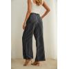 imageIWOLLENCE Womens Wide Leg Pants with Pockets High Waist Adjustable Knot Loose Casual Trousers Business Work Casual Pants25 Black Stripe