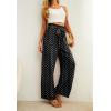 imageIWOLLENCE Womens Wide Leg Pants with Pockets High Waist Adjustable Knot Loose Casual Trousers Business Work Casual Pants26 Pd White Black