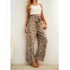 imageIWOLLENCE Womens Wide Leg Pants with Pockets High Waist Adjustable Knot Loose Casual Trousers Business Work Casual Pants27 Ld Apricot