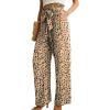 imageIWOLLENCE Womens Wide Leg Pants with Pockets High Waist Adjustable Knot Loose Casual Trousers Business Work Casual Pants27 Ld Apricot