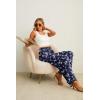imageIWOLLENCE Womens Wide Leg Pants with Pockets High Waist Adjustable Knot Loose Casual Trousers Business Work Casual Pants28 Navy Flower