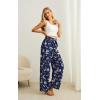 imageIWOLLENCE Womens Wide Leg Pants with Pockets High Waist Adjustable Knot Loose Casual Trousers Business Work Casual Pants28 Navy Flower