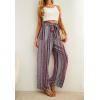 imageIWOLLENCE Womens Wide Leg Pants with Pockets High Waist Adjustable Knot Loose Casual Trousers Business Work Casual Pants29 Bohemia Rhomboid