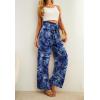 imageIWOLLENCE Womens Wide Leg Pants with Pockets High Waist Adjustable Knot Loose Casual Trousers Business Work Casual Pants30 Td Blue