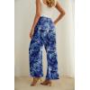 imageIWOLLENCE Womens Wide Leg Pants with Pockets High Waist Adjustable Knot Loose Casual Trousers Business Work Casual Pants30 Td Blue