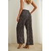 imageIWOLLENCE Womens Wide Leg Pants with Pockets High Waist Adjustable Knot Loose Casual Trousers Business Work Casual Pants31 Black Khaki Stripe