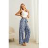 imageIWOLLENCE Womens Wide Leg Pants with Pockets High Waist Adjustable Knot Loose Casual Trousers Business Work Casual Pants31 Blue White Flower