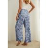 imageIWOLLENCE Womens Wide Leg Pants with Pockets High Waist Adjustable Knot Loose Casual Trousers Business Work Casual Pants31 Blue White Flower