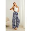 imageIWOLLENCE Womens Wide Leg Pants with Pockets High Waist Adjustable Knot Loose Casual Trousers Business Work Casual Pants32 Dark Blue Palm Leaf