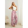 imageIWOLLENCE Womens Wide Leg Pants with Pockets High Waist Adjustable Knot Loose Casual Trousers Business Work Casual Pants32 Pink Fan Flower
