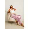 imageIWOLLENCE Womens Wide Leg Pants with Pockets High Waist Adjustable Knot Loose Casual Trousers Business Work Casual Pants32 Pink Fan Flower