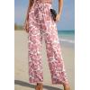 imageIWOLLENCE Womens Wide Leg Pants with Pockets High Waist Adjustable Knot Loose Casual Trousers Business Work Casual Pants32 Pink Fan Flower