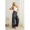 imageIWOLLENCE Womens Wide Leg Pants with Pockets High Waist Adjustable Knot Loose Casual Trousers Business Work Casual Pants33 Black Porcelain