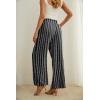 imageIWOLLENCE Womens Wide Leg Pants with Pockets High Waist Adjustable Knot Loose Casual Trousers Business Work Casual Pants34 Bohemian Stripes