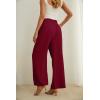 imageIWOLLENCE Womens Wide Leg Pants with Pockets High Waist Adjustable Knot Loose Casual Trousers Business Work Casual Pants34 Wine Red