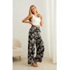 imageIWOLLENCE Womens Wide Leg Pants with Pockets High Waist Adjustable Knot Loose Casual Trousers Business Work Casual Pants35 Black Palm Leaf