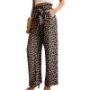 imageIWOLLENCE Womens Wide Leg Pants with Pockets High Waist Adjustable Knot Loose Casual Trousers Business Work Casual Pants36 Ld Dark Khaki