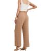 imageIWOLLENCE Womens Wide Leg Pants with Pockets High Waist Adjustable Knot Loose Casual Trousers Business Work Casual Pants36 Th Khaki
