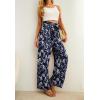 imageIWOLLENCE Womens Wide Leg Pants with Pockets High Waist Adjustable Knot Loose Casual Trousers Business Work Casual Pants37 Navy Blue White