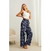imageIWOLLENCE Womens Wide Leg Pants with Pockets High Waist Adjustable Knot Loose Casual Trousers Business Work Casual Pants37 Navy Blue White