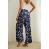 imageIWOLLENCE Womens Wide Leg Pants with Pockets High Waist Adjustable Knot Loose Casual Trousers Business Work Casual Pants37 Navy Blue White