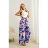 imageIWOLLENCE Womens Wide Leg Pants with Pockets High Waist Adjustable Knot Loose Casual Trousers Business Work Casual Pants38 Blue Pink Flower