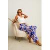 imageIWOLLENCE Womens Wide Leg Pants with Pockets High Waist Adjustable Knot Loose Casual Trousers Business Work Casual Pants38 Blue Pink Flower