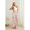 imageIWOLLENCE Womens Wide Leg Pants with Pockets High Waist Adjustable Knot Loose Casual Trousers Business Work Casual Pants39 White Sketch Rose