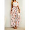 imageIWOLLENCE Womens Wide Leg Pants with Pockets High Waist Adjustable Knot Loose Casual Trousers Business Work Casual Pants39 White Sketch Rose