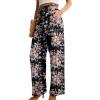 imageIWOLLENCE Womens Wide Leg Pants with Pockets High Waist Adjustable Knot Loose Casual Trousers Business Work Casual Pants41 Black Ishitake