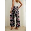 imageIWOLLENCE Womens Wide Leg Pants with Pockets High Waist Adjustable Knot Loose Casual Trousers Business Work Casual Pants41 Black Ishitake