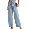 imageIWOLLENCE Womens Wide Leg Pants with Pockets High Waist Adjustable Knot Loose Casual Trousers Business Work Casual Pants04 Haze Blue