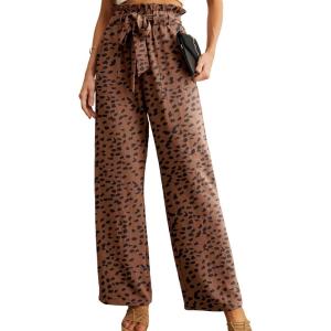imageIWOLLENCE Womens Wide Leg Pants with Pockets High Waist Adjustable Knot Loose Casual Trousers Business Work Casual Pants17 Fp Ld Coffee