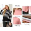imageIWOLLENCE 2024 Winter Fall Turtleneck Sweater High Neck Long Sleeve Sweaters Pullover OutfitBlack White Stripe