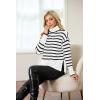 imageIWOLLENCE 2024 Winter Fall Turtleneck Sweater High Neck Long Sleeve Sweaters Pullover OutfitWhite Black Stripe