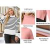imageIWOLLENCE 2024 Winter Fall Turtleneck Sweater High Neck Long Sleeve Sweaters Pullover OutfitWhite Black Stripe