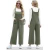 imageIWOLLENCE Jumpsuits For Women Boho Overalls Casual Long Bib Loose Womens Rompers with Pockets 20242 Army Green