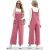 imageIWOLLENCE Jumpsuits For Women Boho Overalls Casual Long Bib Loose Womens Rompers with Pockets 20243 Pink
