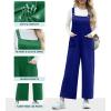 imageIWOLLENCE Jumpsuits For Women Boho Overalls Casual Long Bib Loose Womens Rompers with Pockets 20244 Navy Blue