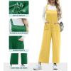 imageIWOLLENCE Jumpsuits For Women Boho Overalls Casual Long Bib Loose Womens Rompers with Pockets 20247 Yellow