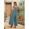 imageIWOLLENCE Womens Summer Jumpsuits Boho Wide Leg Overalls Casual Loose Rompers with Pockets 202402 Blue Green