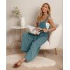 imageIWOLLENCE Womens Summer Jumpsuits Boho Wide Leg Overalls Casual Loose Rompers with Pockets 202402 Blue Green